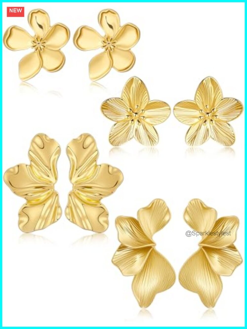 Gold Plated Floral Statement Drop Earrings